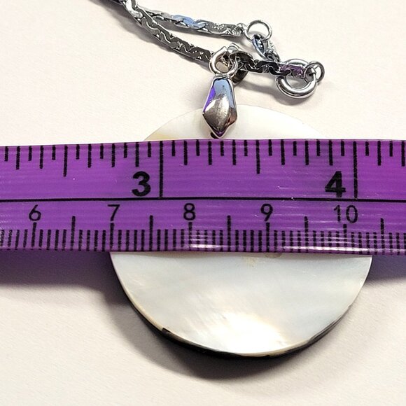 Mens Abalone Pendant Chain Round Genuine Abalone Pendant Necklace - Picture 5 of 9